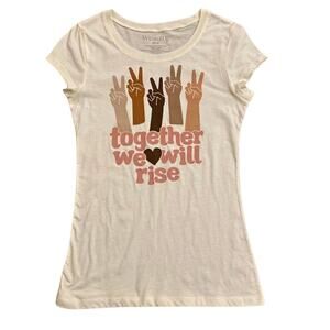 NWT “Together We Will Rise” Peace Sign Graphic Tee (7-9)